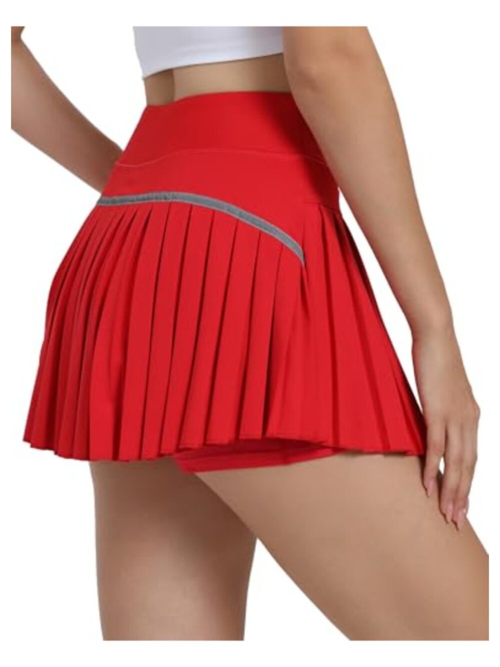 Pleated A-line Golf Skort with Built-in Shorts, High Waist Athletic Tennis